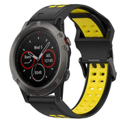 For Garmin Fenix 5X 26mm Two-Color Reverse Buckle Silicone Watch Band(Black+Yellow)