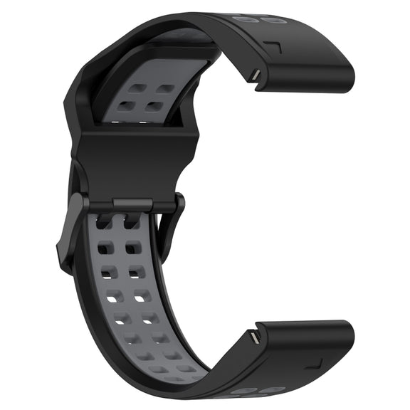 For Garmin Fenix 5X 26mm Two-Color Reverse Buckle Silicone Watch Band(Black+Grey)