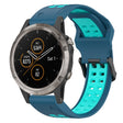 For Garmin Fenix 5X Plus 26mm Two-Color Reverse Buckle Silicone Watch Band(Blue+Teal) - Watch Bands by PMC TechLife | Online Shopping South Africa | PMC TechLife