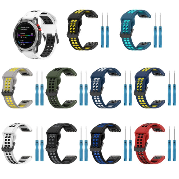 For Garmin D2 Delta PX 26mm Two-Color Reverse Buckle Silicone Watch Band(White+Black)