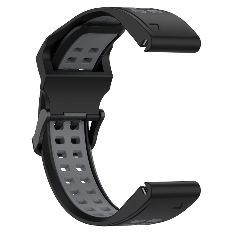 For Garmin Fenix 6S Pro 20mm Two-Color Reverse Buckle Silicone Watch Band(Black+Grey)