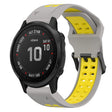 For Garmin Fenix 6S Pro 20mm Two-Color Reverse Buckle Silicone Watch Band(Grey+Yellow) - Watch Bands by PMC TechLife | Online Shopping South Africa | PMC TechLife