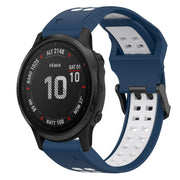 For Garmin Fenix 6S Pro 20mm Two-Color Reverse Buckle Silicone Watch Band(Blue+White)