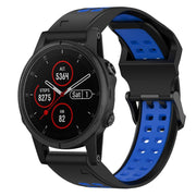 For Garmin Fenix 5S Plus 20mm Two-Color Reverse Buckle Silicone Watch Band(Black+Blue)