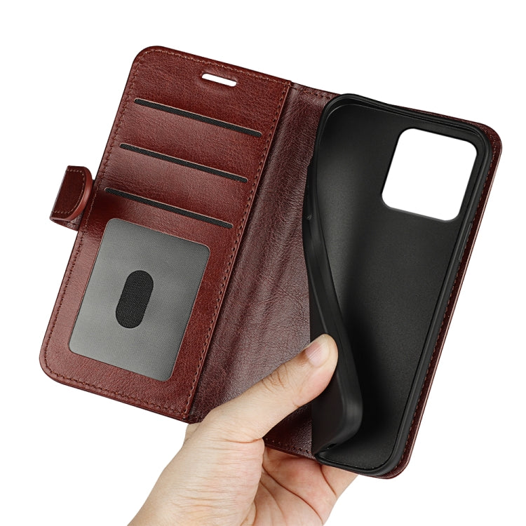 For iPhone 15 R64 Texture Horizontal Flip Leather Phone Case(Brown)