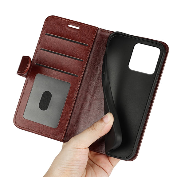 For iPhone 15 R64 Texture Horizontal Flip Leather Phone Case(Brown)