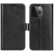 For iPhone 15 Pro R64 Texture Horizontal Flip Leather Phone Case(Black)