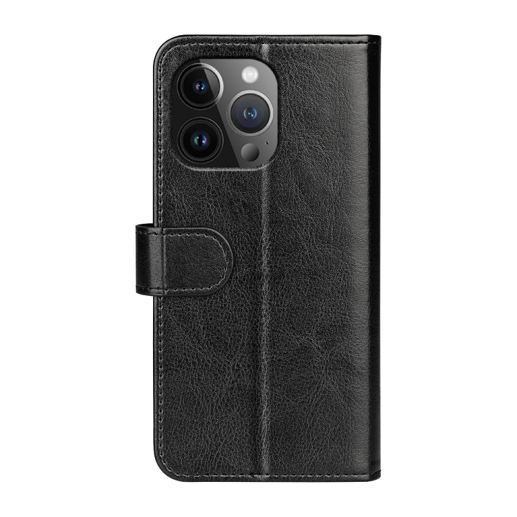 For iPhone 15 Pro R64 Texture Horizontal Flip Leather Phone Case(Black)