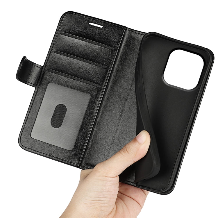 For iPhone 15 Pro R64 Texture Horizontal Flip Leather Phone Case(Black)