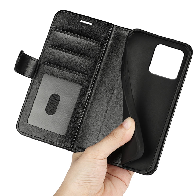 For iPhone 15 Plus R64 Texture Horizontal Flip Leather Phone Case(Black)