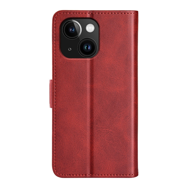 For iPhone 15 Dual-side Magnetic Buckle Horizontal Flip Leather Phone Case(Red)