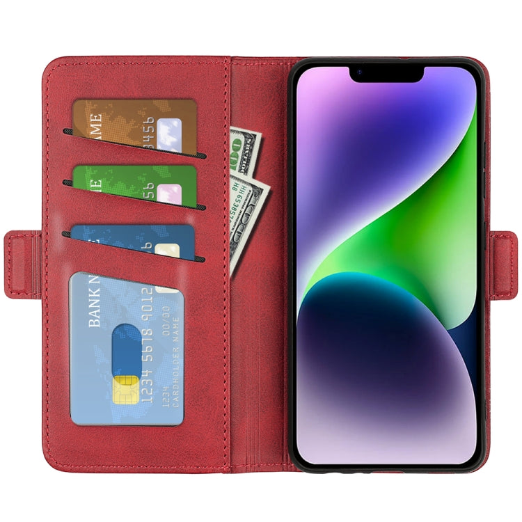 For iPhone 15 Dual-side Magnetic Buckle Horizontal Flip Leather Phone Case(Red)