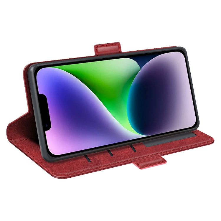 For iPhone 15 Dual-side Magnetic Buckle Horizontal Flip Leather Phone Case(Red)