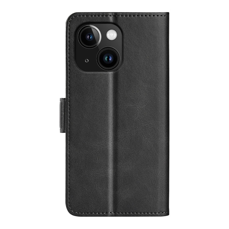 For iPhone 15 Plus Dual-side Magnetic Buckle Horizontal Flip Leather Phone Case(Black)