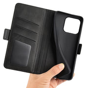 For iPhone 15 Plus Dual-side Magnetic Buckle Horizontal Flip Leather Phone Case(Black)