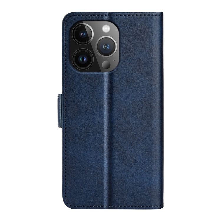 For iPhone 15 Pro Dual-side Magnetic Buckle Horizontal Flip Leather Phone Case(Dark Blue)