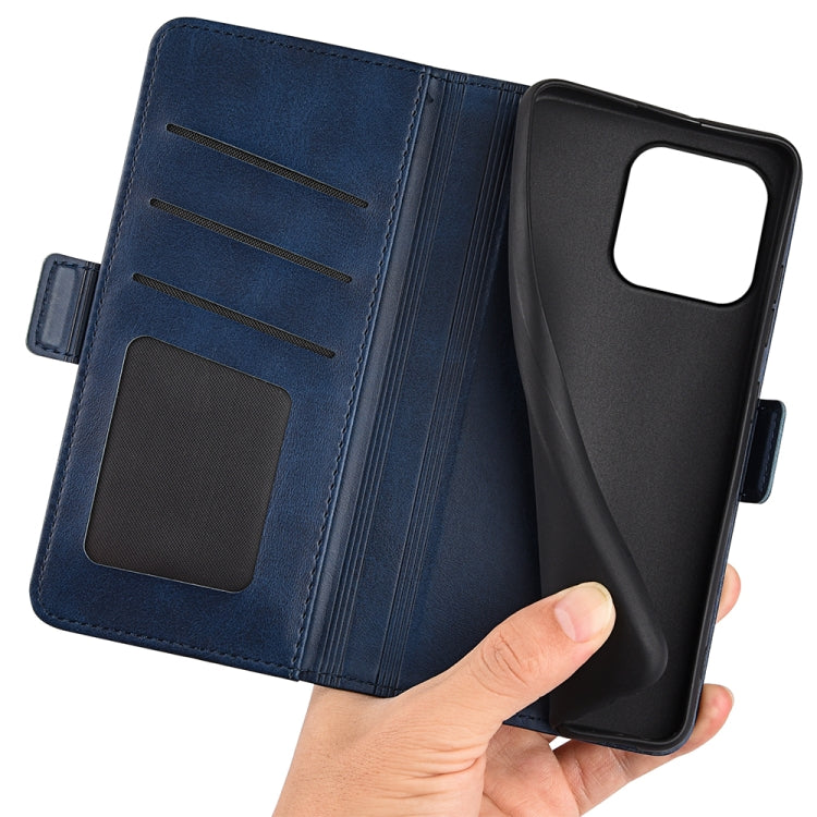 For iPhone 15 Pro Dual-side Magnetic Buckle Horizontal Flip Leather Phone Case(Dark Blue)