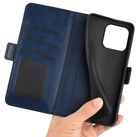 For iPhone 15 Pro Dual-side Magnetic Buckle Horizontal Flip Leather Phone Case(Dark Blue)
