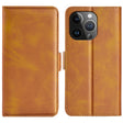 For iPhone 15 Pro Max Dual-side Magnetic Buckle Horizontal Flip Leather Phone Case(Yellow) - free shipping - PMC TechLife - Order now!
