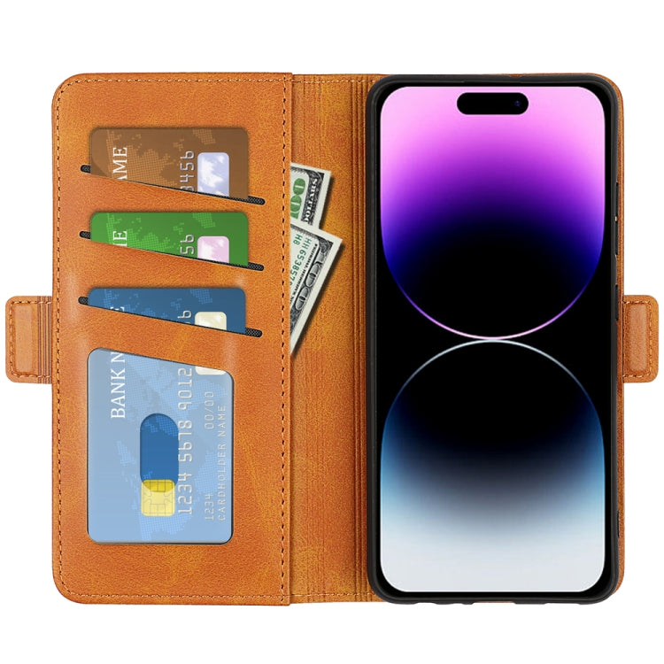 For iPhone 15 Pro Max Dual-side Magnetic Buckle Horizontal Flip Leather Phone Case(Yellow)