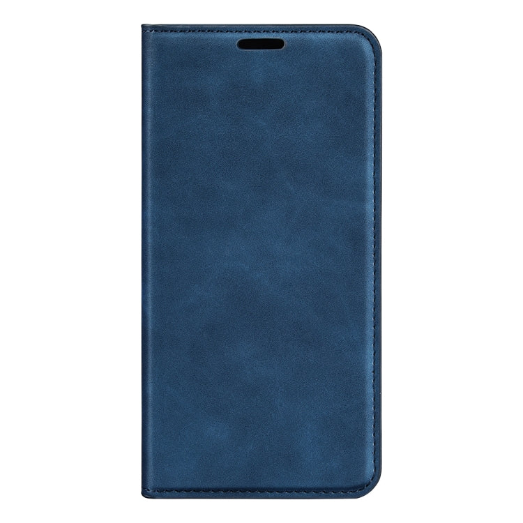 For iPhone 15 Retro-skin Magnetic Suction Leather Phone Case(Dark Blue)