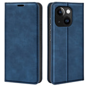 For iPhone 15 Retro-skin Magnetic Suction Leather Phone Case(Dark Blue)