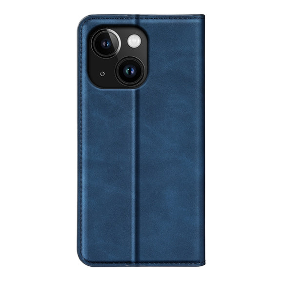 For iPhone 15 Retro-skin Magnetic Suction Leather Phone Case(Dark Blue)