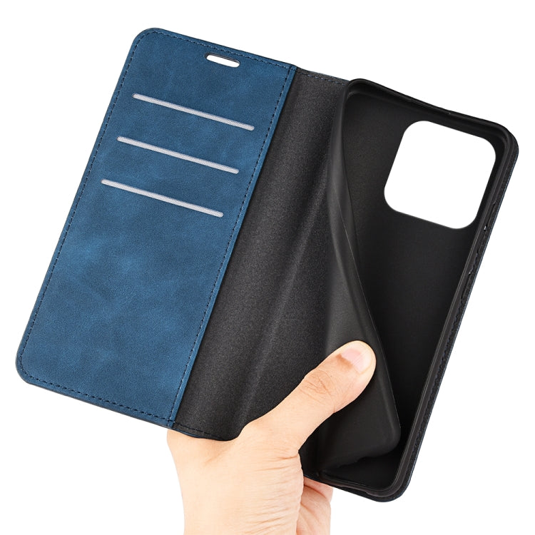 For iPhone 15 Retro-skin Magnetic Suction Leather Phone Case(Dark Blue)