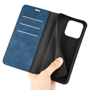 For iPhone 15 Retro-skin Magnetic Suction Leather Phone Case(Dark Blue)