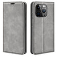 For iPhone 15 Pro Retro-skin Magnetic Suction Leather Phone Case(Grey) - free shipping - PMC TechLife - Order now!