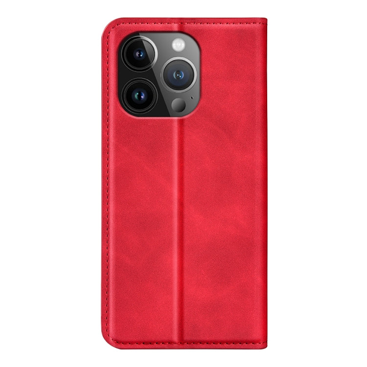 For iPhone 15 Pro Max Retro-skin Magnetic Suction Leather Phone Case(Red)