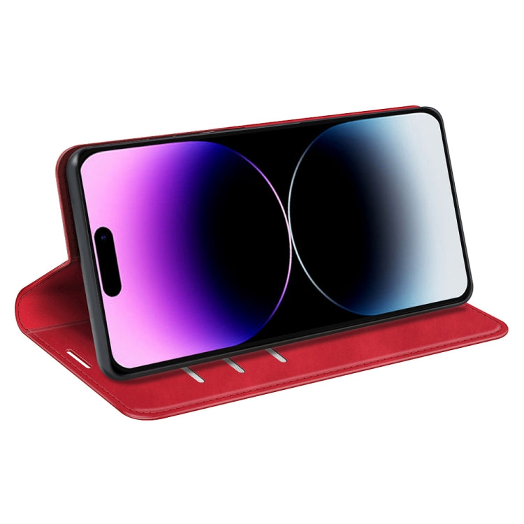 For iPhone 15 Pro Max Retro-skin Magnetic Suction Leather Phone Case(Red)
