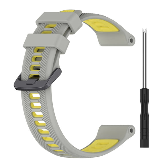 For Garmin Forerunner 955 Sports Two-Color Silicone Watch Band(Grey+Yellow)