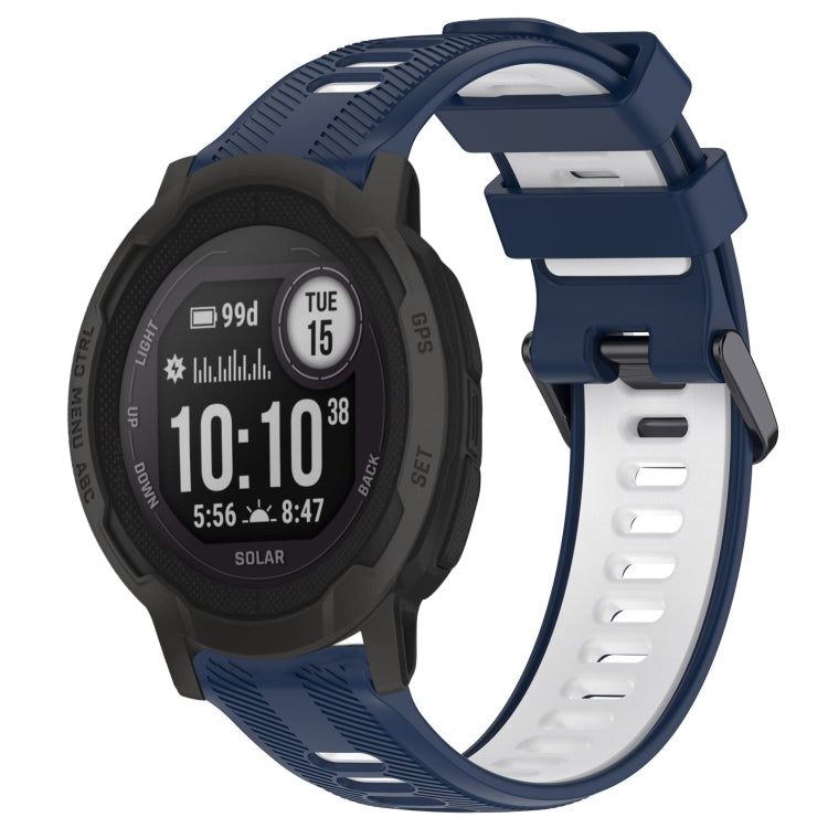 Compatible with Garmin Instinct 2 Solar Sports Two-Color Silicone Watch Band(Midnight Blue+White)