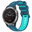 For Garmin Fenix 6 Sports Two-Color Silicone Watch Band(Blue+Teal) - Watch Bands by PMC TechLife | Online Shopping South Africa | PMC TechLife