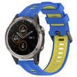 For Garmin Fenix 5 Plus Sports Two-Color Silicone Watch Band(Blue+Yellow) - Watch Bands by PMC TechLife | Online Shopping South Africa | PMC TechLife