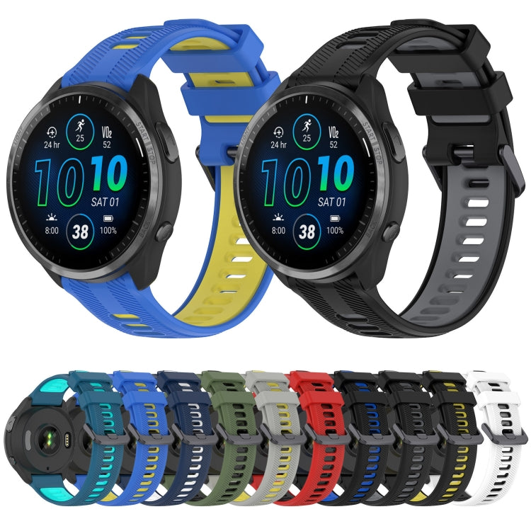 For Garmin Fenix 5 Plus Sports Two-Color Silicone Watch Band(Blue+Yellow)