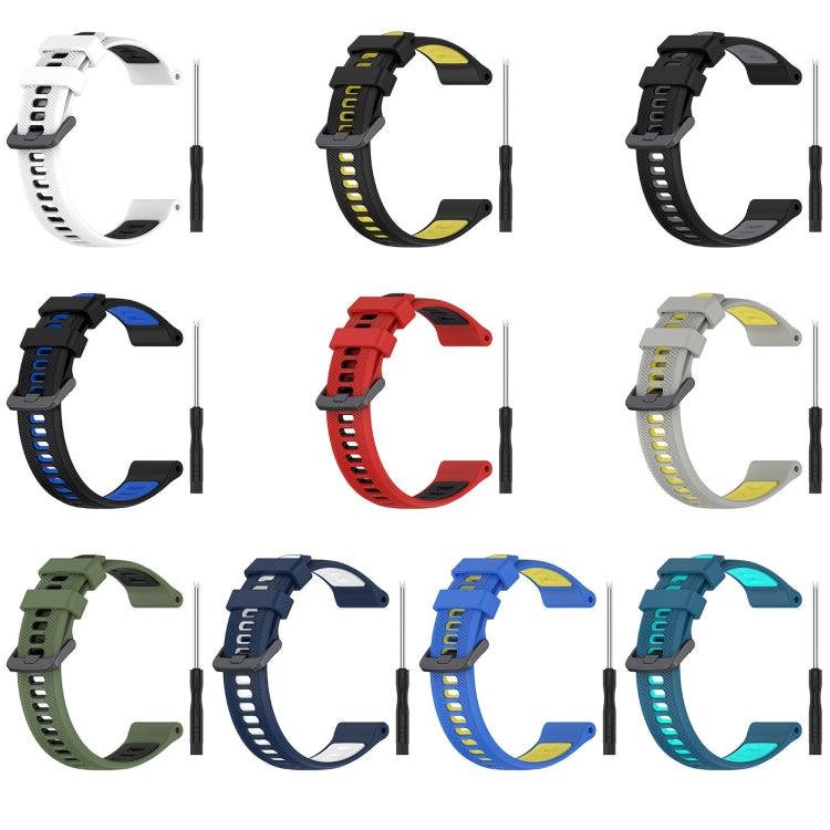 For Garmin Forerunner 965 Sports Two-Color Silicone Watch Band(Black+Blue)