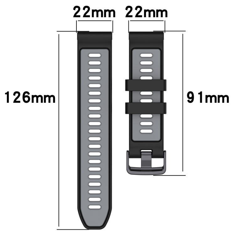 For Garmin Forerunner 965 Sports Two-Color Silicone Watch Band(Black+Blue)