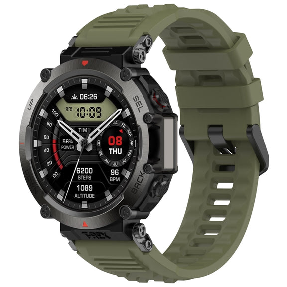 For Amazfit T-Rex Ultra Silicone Sports Watch Band(Dark Green)