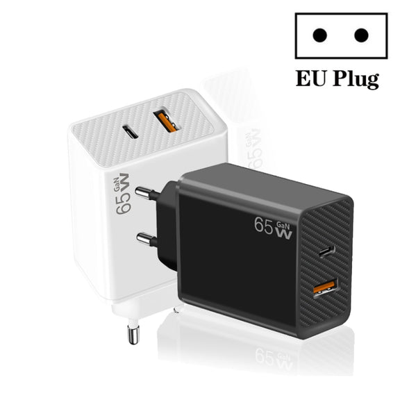 GaN PD48W Type-C PD3.0 + USB3.0 Notebook Adapter for MacBook Series ，EU Plug(White)