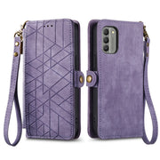 For Nokia X30 5G Geometric Zipper Wallet Side Buckle Leather Phone Case(Purple)