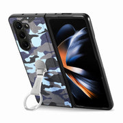 For   Samsung  Galaxy Z Fold5 5G Camouflage Ring Holder PC Phone Case(Blue)