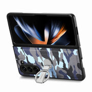 For   Samsung  Galaxy Z Fold5 5G Camouflage Ring Holder PC Phone Case(Blue)
