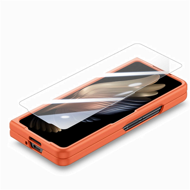 For   Samsung   Galaxy Z Fold5  5G Integrated Wristband Genuine Leather Phone Case(Orange)