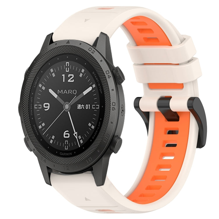 Compatible with Garmin MARQ Commander 22mm Sports Two-Color Silicone Watch Band(Starlight+Orange)