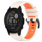 Compatible with Garmin Descent G1 Solar 22mm Sports Two-Color Silicone Watch Band(Starlight+Orange)