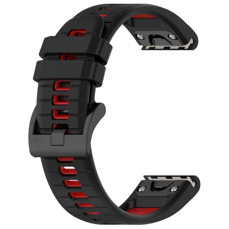 Compatible with Garmin Quatix 7 22mm Sports Two-Color Silicone Watch Band(Black+Red)