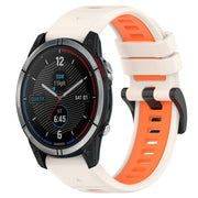 Compatible with Garmin Quatix 7 22mm Sports Two-Color Silicone Watch Band(Starlight+Orange)