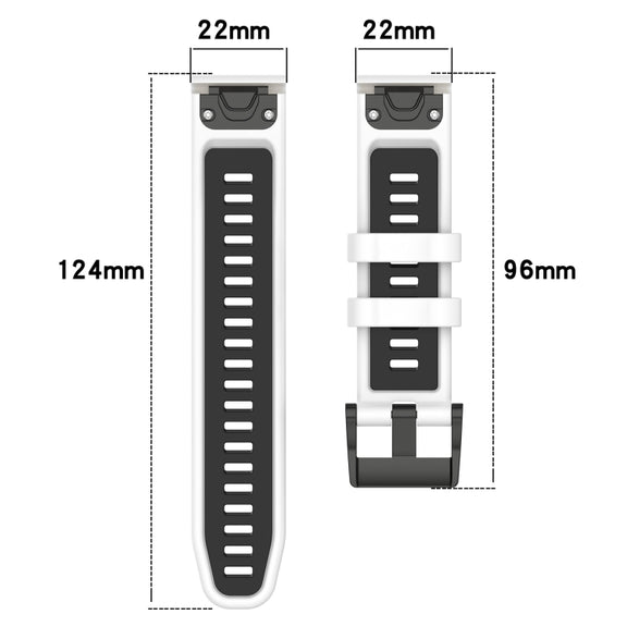 Compatible with Garmin Quatix 7 22mm Sports Two-Color Silicone Watch Band(Black+Red)